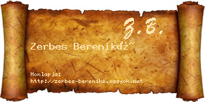 Zerbes Bereniké névjegykártya